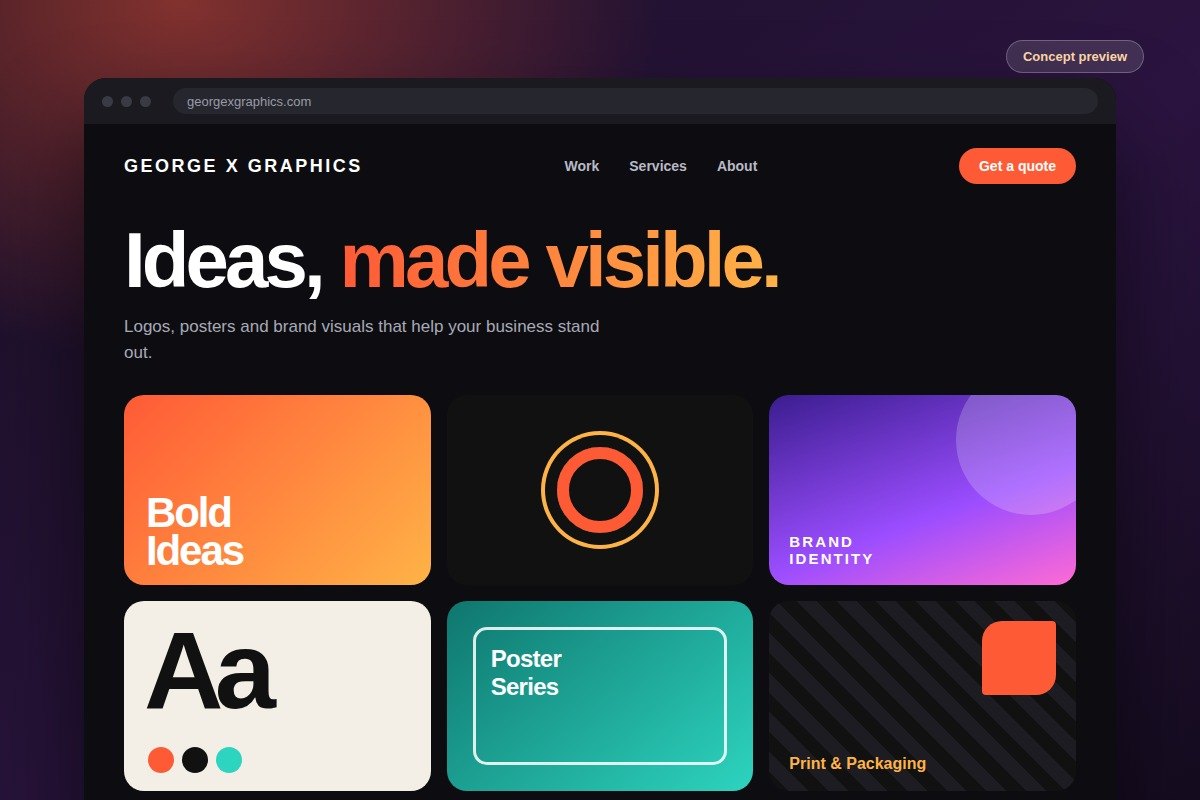 Design preview of the George X Graphics website